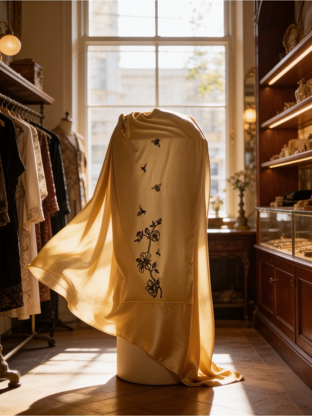 Bamboo Scarf with Floral and Bee design